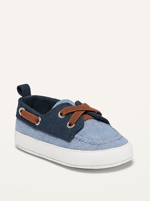 View large product image 1 of 4. Color-Blocked Canvas Boat Shoes for Baby
