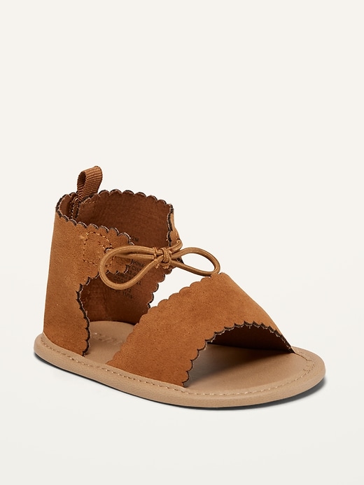 View large product image 1 of 4. Scalloped Faux-Suede Gladiator Sandals for Baby