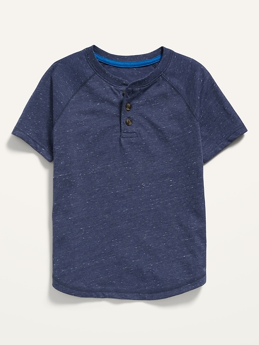 View large product image 1 of 1. Raglan-Sleeve Space-Dye Henley For Boys
