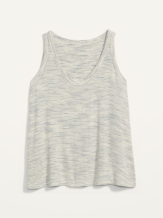 View large product image 1 of 1. Luxe Space-Dye Stripe Plus-Size V-Neck Tank Top