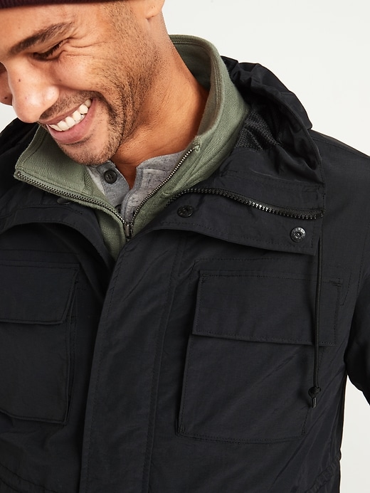 Image number 3 showing, Water-Resistant Hooded Nylon Rain Jacket