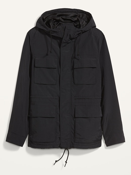 Image number 4 showing, Water-Resistant Hooded Nylon Rain Jacket