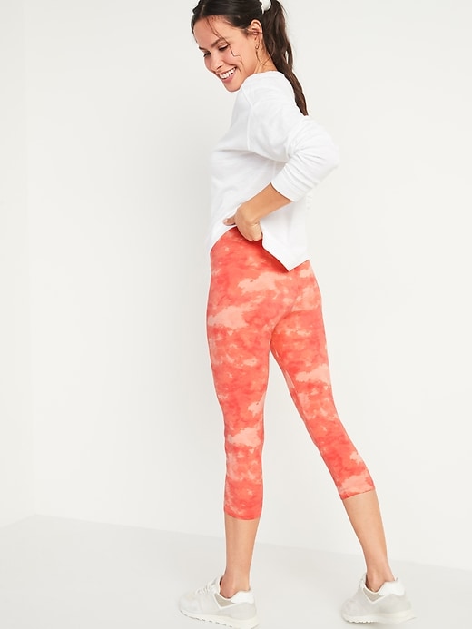 View large product image 2 of 4. High-Waisted Printed Cropped Leggings