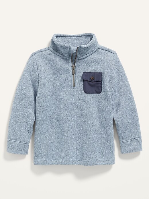 View large product image 1 of 2. 1/4-Zip Marled Sweater-Knit Pullover for Toddler Boys