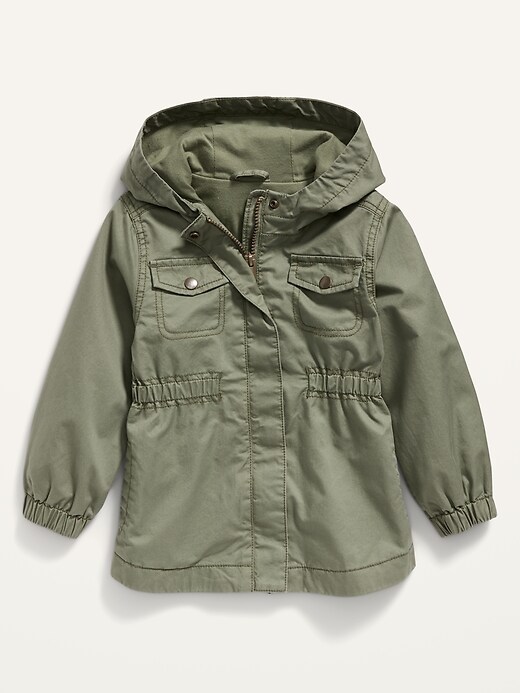 Old Navy Hooded Twill Utility Scout Jacket for Toddler Girls. 1