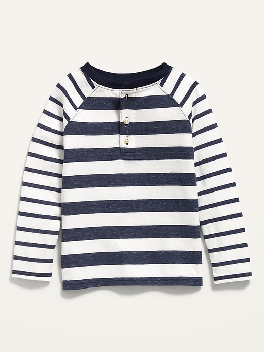 View large product image 1 of 2. Striped Raglan Slub-Knit Henley for Toddler Boys