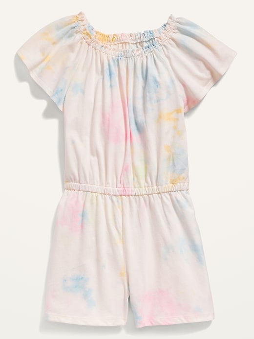 View large product image 1 of 2. Printed Flutter-Sleeve Jersey Romper for Girls