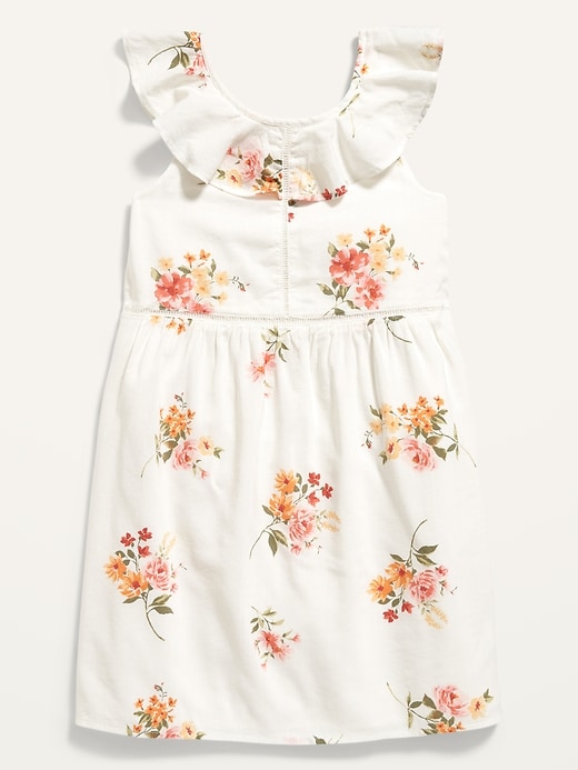View large product image 1 of 2. Sleeveless Ruffle-Trim Floral Dress for Girls