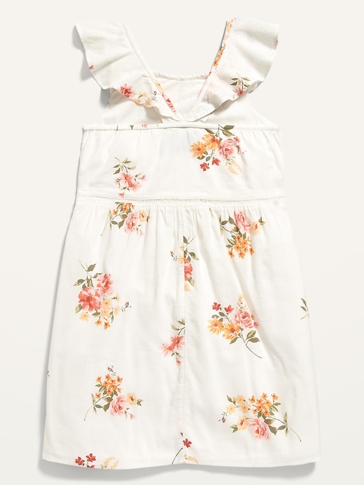 View large product image 2 of 2. Sleeveless Ruffle-Trim Floral Dress for Girls