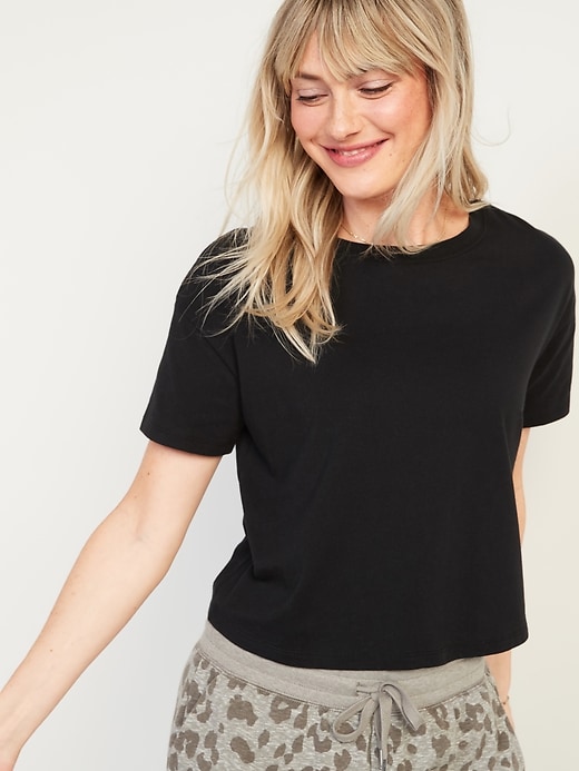 Loose Short-Sleeve Crop T-Shirt for Women | Old Navy