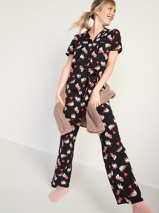 View large product image 1 of 2. Printed Jersey-Knit Pajama Top & Pajama Pants Set