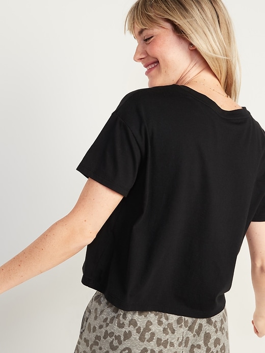 Image number 2 showing, Loose Short-Sleeve Crop T-Shirt for Women