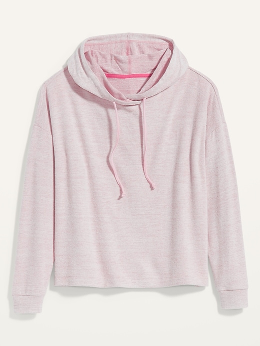 View large product image 2 of 2. Soft-Brushed Plush-Knit Pullover Lounge Hoodie
