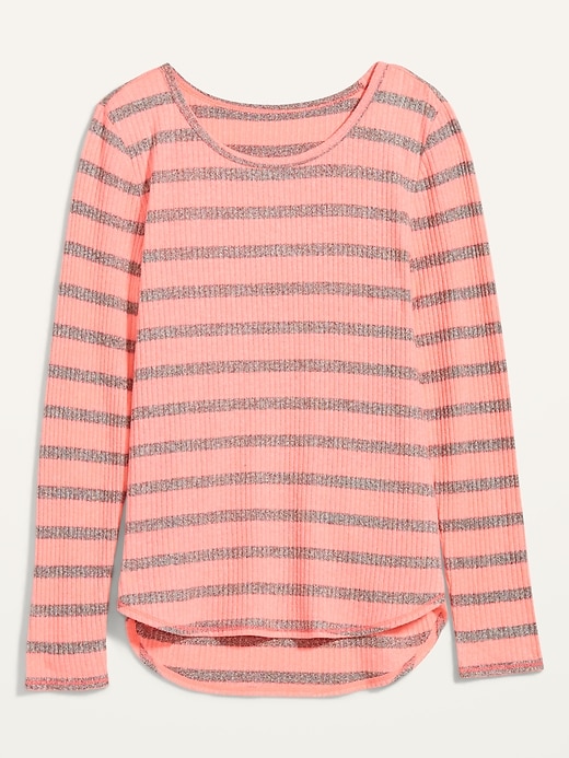 View large product image 2 of 2. Cozy Rib-Knit Striped Long-Sleeve Tee