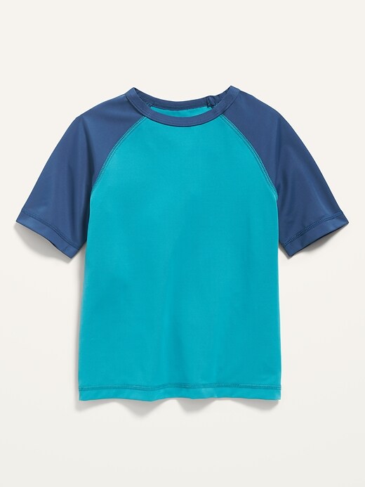 View large product image 1 of 2. Short-Sleeve Color-Blocked Rashguard for Toddler Boys