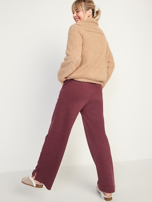 Image number 2 showing, High-Waisted French-Rib Wide-Leg Lounge Pants