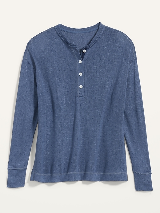 Image number 4 showing, Oversized Double-Knit Crepe Henley Lounge Top
