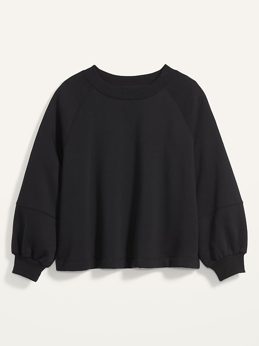 Image number 4 showing, French Terry Blouson-Sleeve Plus-Size Crop Sweatshirt