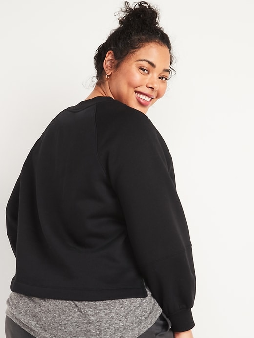 Image number 2 showing, French Terry Blouson-Sleeve Plus-Size Crop Sweatshirt