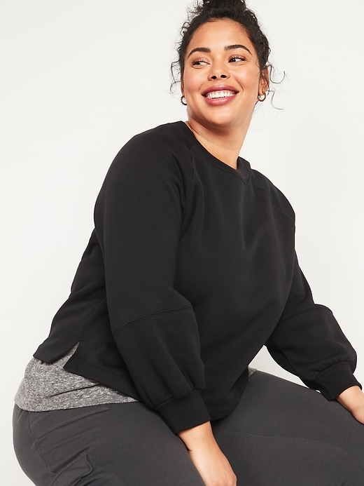 Image number 3 showing, French Terry Blouson-Sleeve Plus-Size Crop Sweatshirt