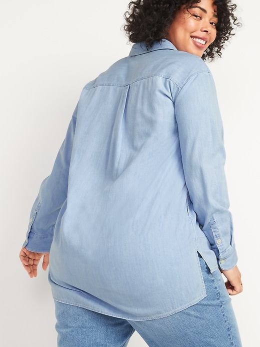 Image number 2 showing, Oversized No-Peek Plus-Size Jean Popover Tunic Shirt