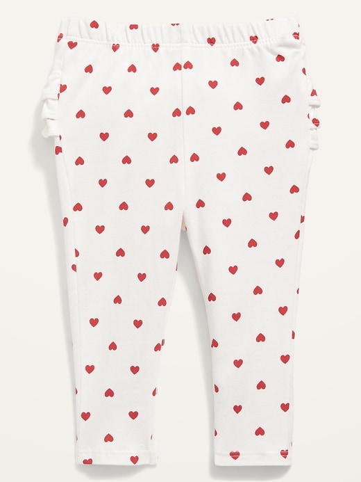View large product image 1 of 2. Heart-Print Ruffled Leggings for Baby