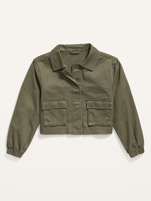 View large product image 1 of 1. Cropped Twill Utility Jacket for Girls