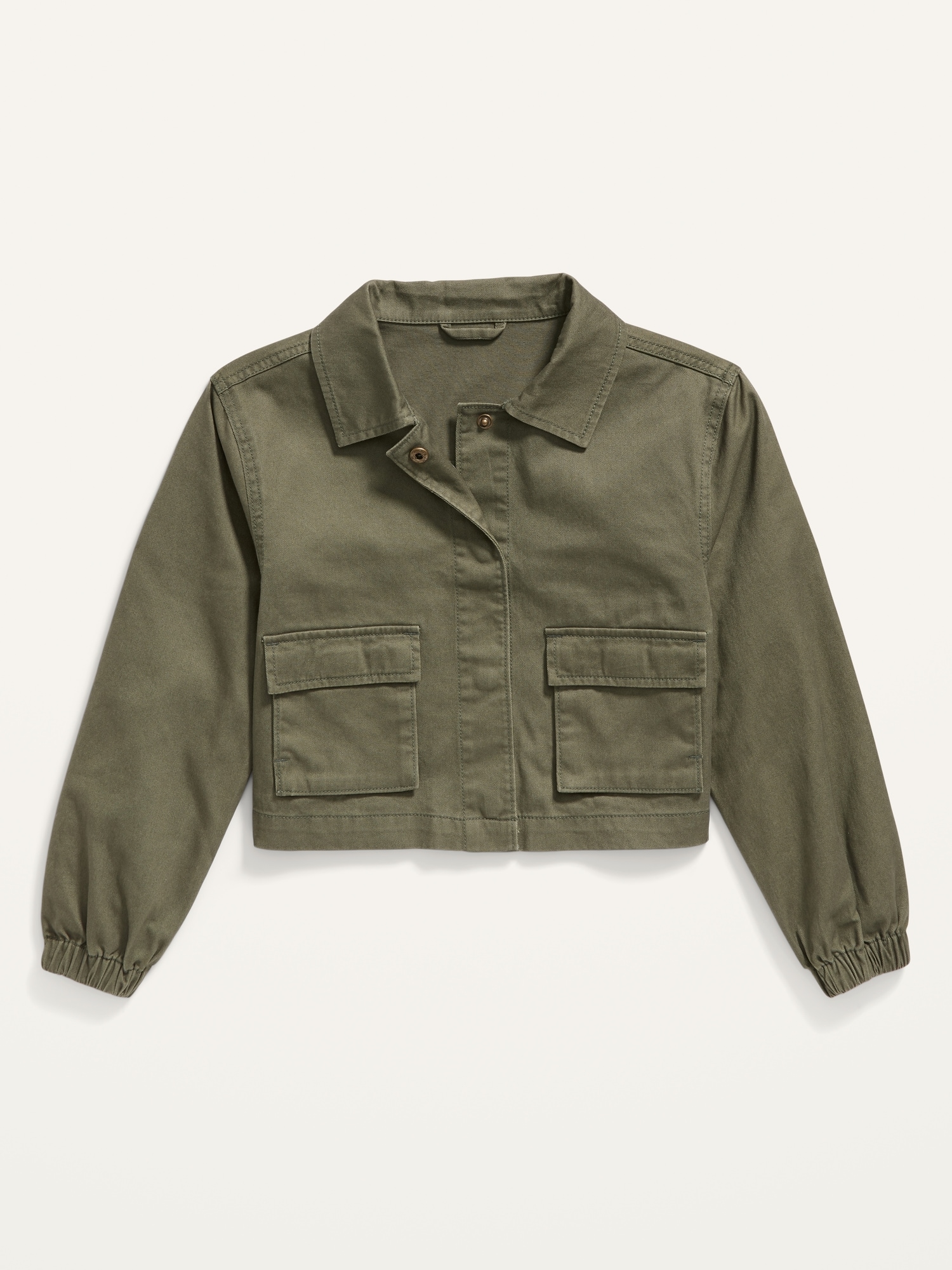 Cropped Twill Utility Jacket for Girls