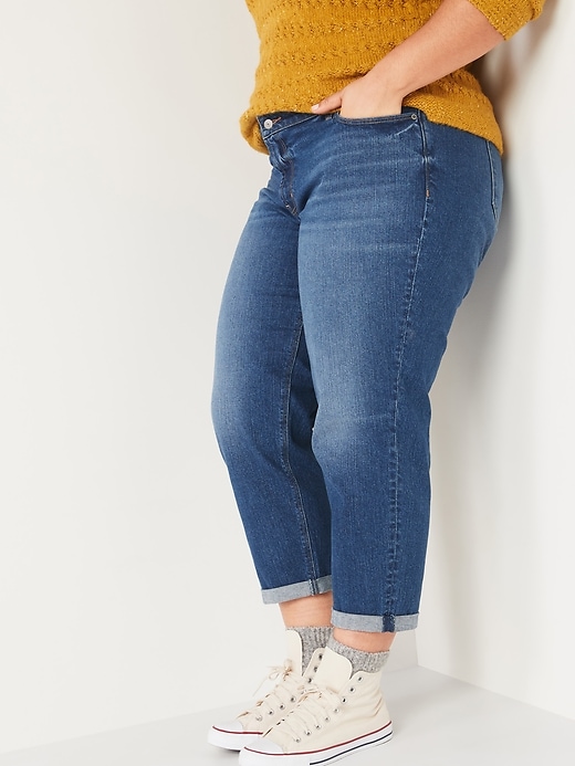 Image number 1 showing, Mid-Rise Boyfriend Straight Plus-Size Jeans