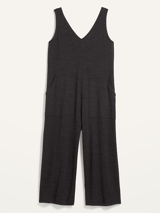 Image number 4 showing, Cozy Plush-Knit V-Neck Plus-Size Jumpsuit