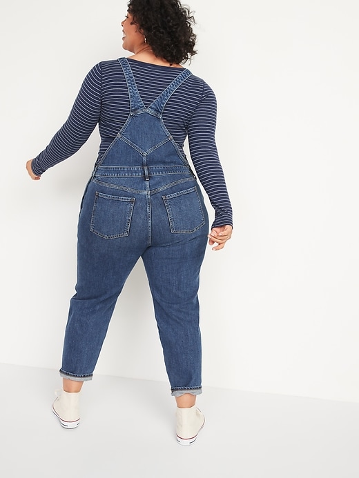 Image number 2 showing, Straight Dark-Wash Plus-Size Jean Overalls