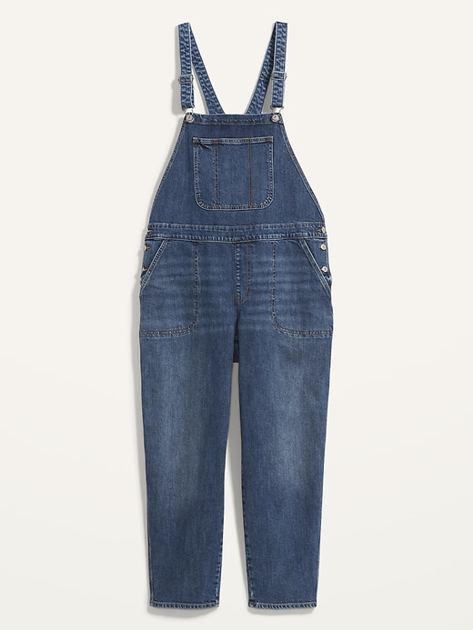 Image number 4 showing, Straight Dark-Wash Plus-Size Jean Overalls