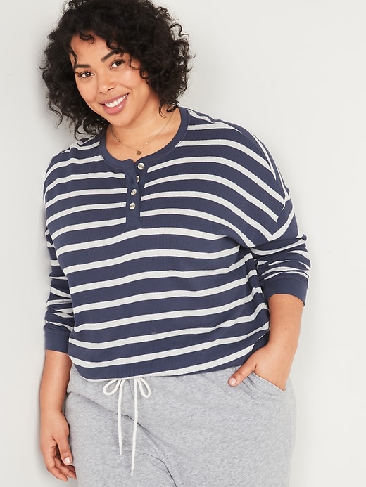 Image number 1 showing, Thermal-Knit Long-Sleeve Plus-Size Henley Tee
