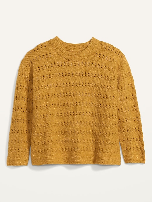 Image number 4 showing, Textured Cable-Knit Plus-Size Pointelle Sweater