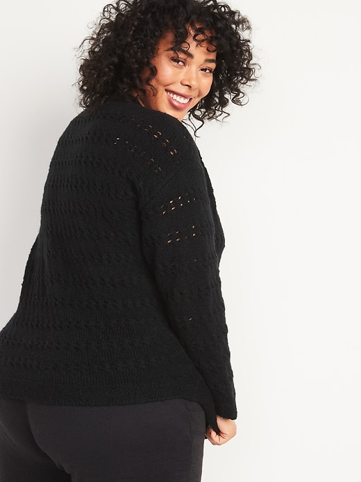 Image number 2 showing, Textured Cable-Knit Pointelle Plus-Size Sweater