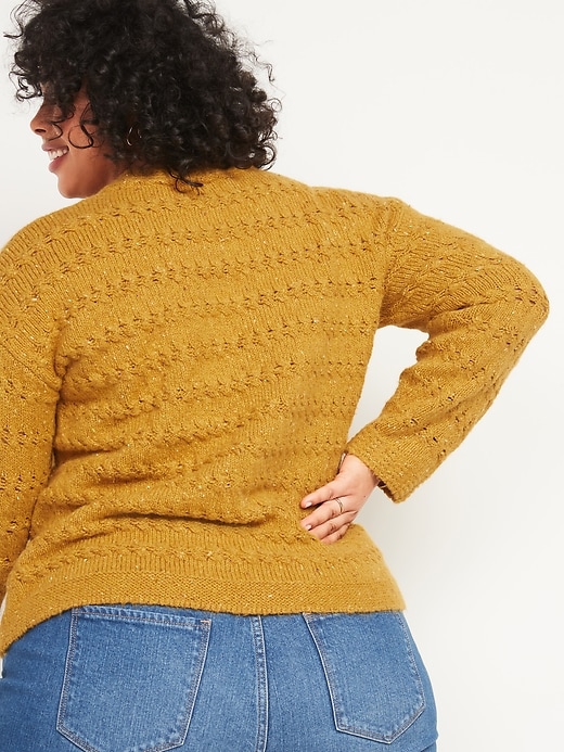 Image number 2 showing, Textured Cable-Knit Plus-Size Pointelle Sweater