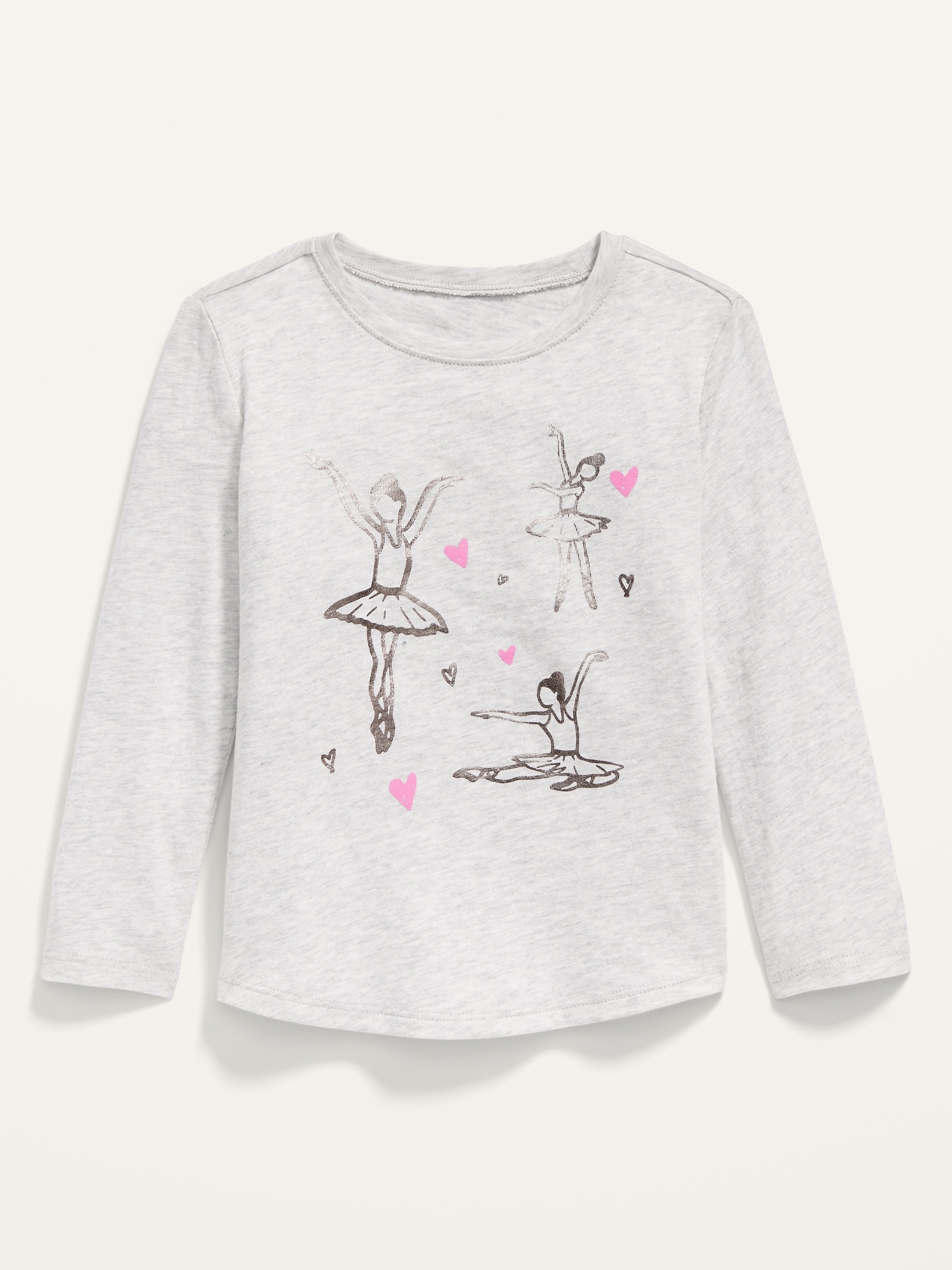 Ballerina-Graphic Long-Sleeve Tee for Toddler Girls