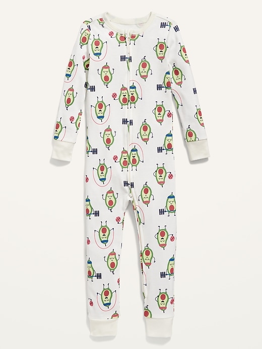 View large product image 1 of 1. Unisex 2-Way-Zip Printed Pajama One-Piece for Toddler & Baby