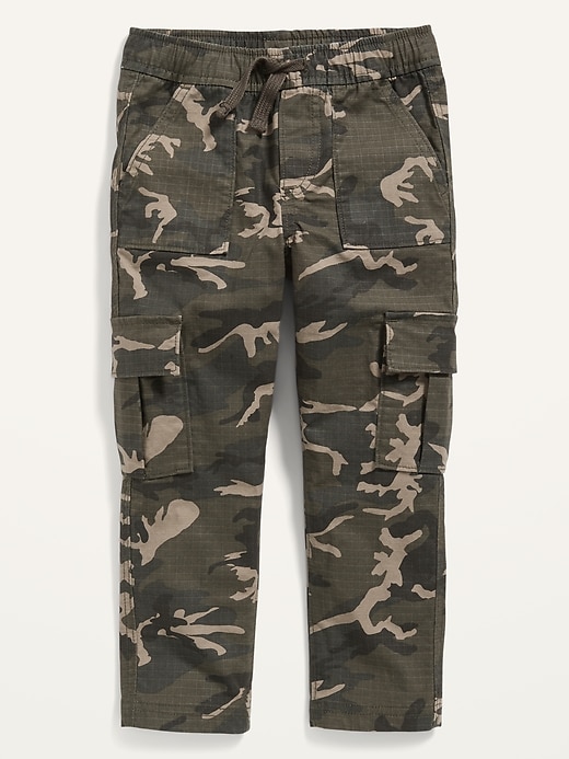 View large product image 1 of 2. Functional-Drawstring Camo-Print Cargo Pants for Toddler Boys