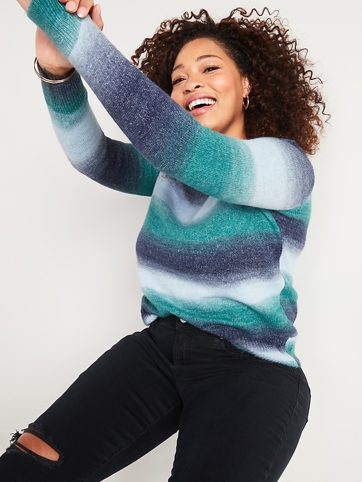 View large product image 1 of 1. Cozy Ombré-Stripe Crew-Neck Sweater for Women