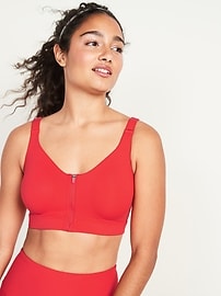 High-Support PowerSoft Zip-Front Sports Bra for Women 32C-42C