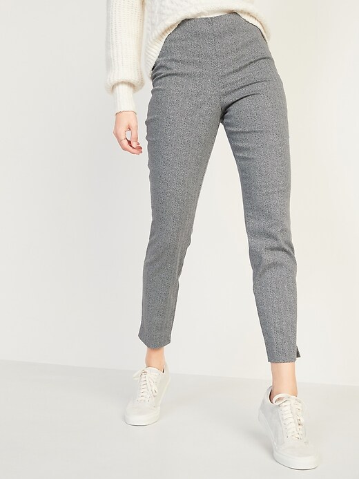 Image number 1 showing, High-Waisted Twill Super Skinny Ankle Pants