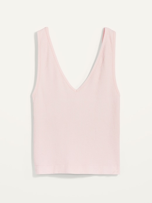 View large product image 2 of 2. Seamless Rib-Knit V-Neck Tank Top