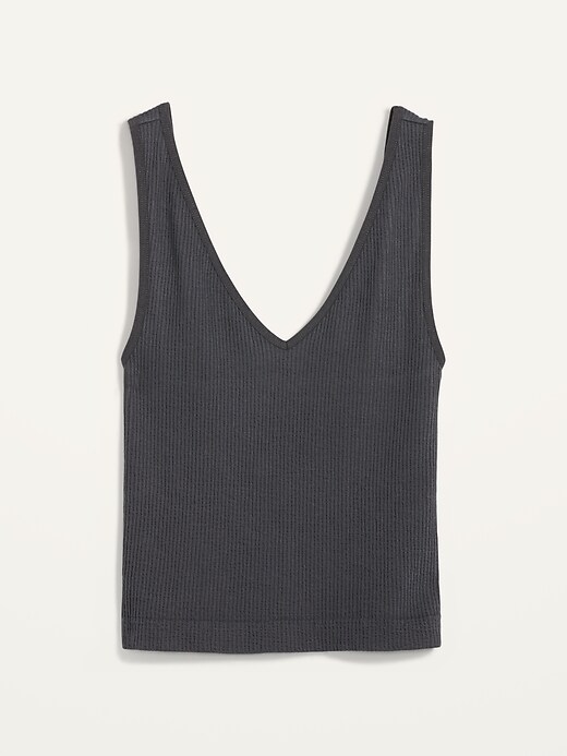 View large product image 2 of 2. Seamless Rib-Knit V-Neck Tank Top