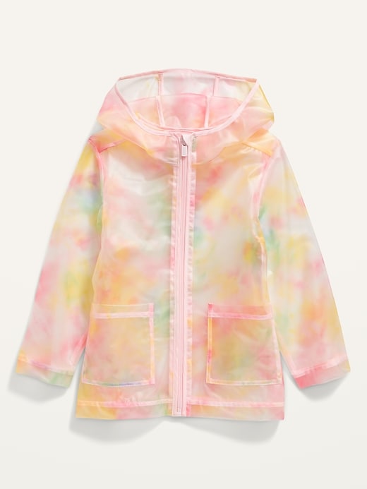 View large product image 1 of 2. Water-Resistant Translucent Hooded Rain Jacket for Toddler Girls