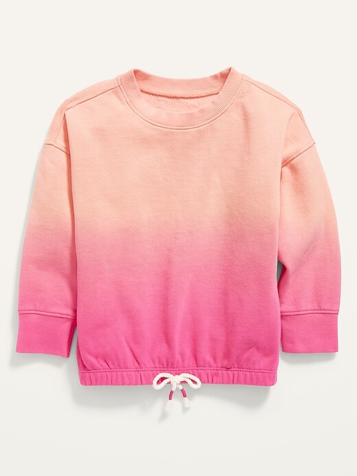 View large product image 1 of 2. Oversized Vintage Dip-Dye Pullover Sweatshirt for Toddler Girls