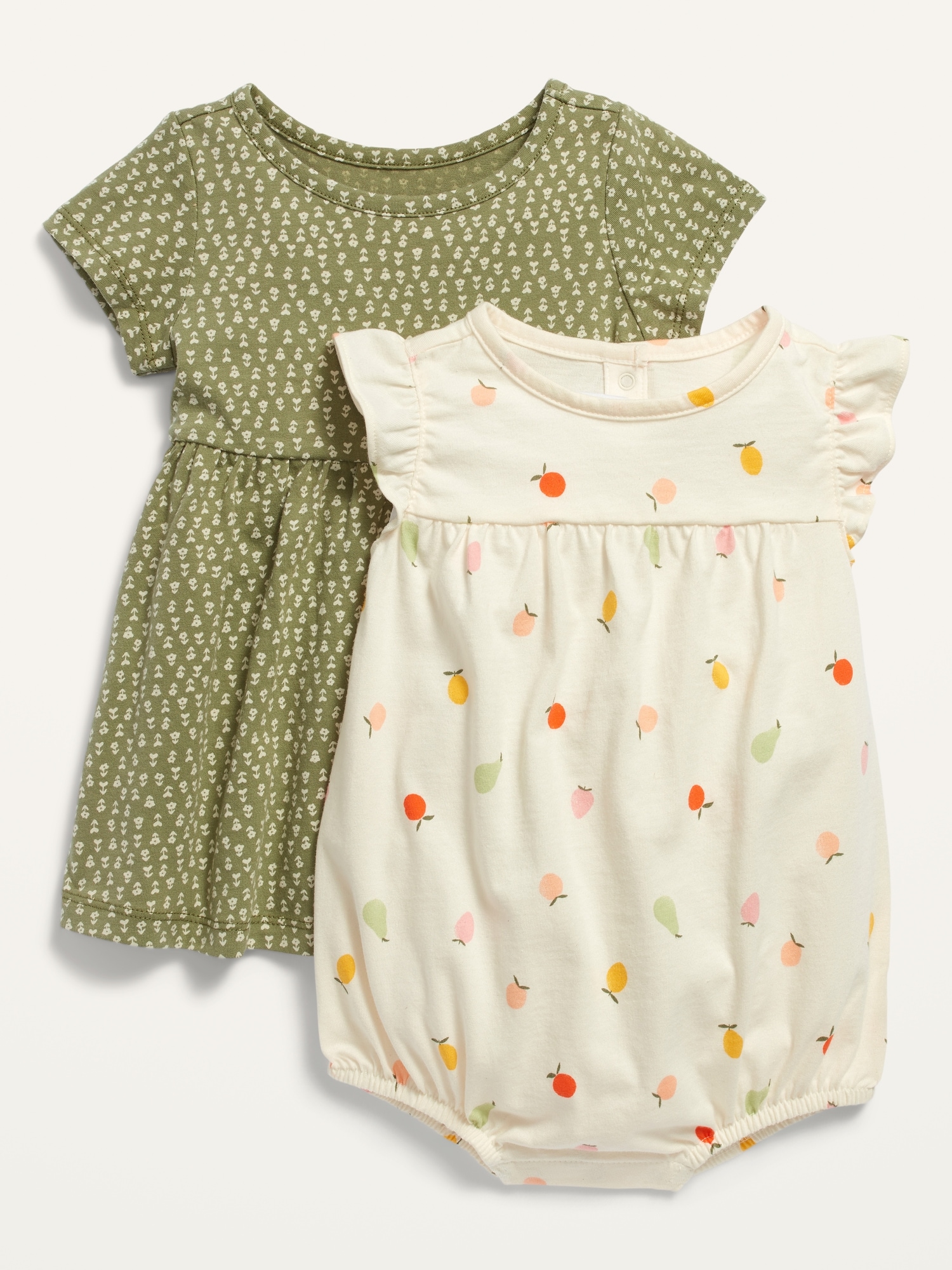 Short-Sleeve Jersey Dress and Romper Set for Baby