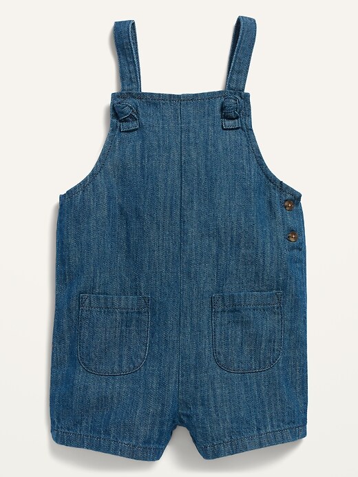 View large product image 1 of 1. Knotted-Strap Jean Shortalls for Baby