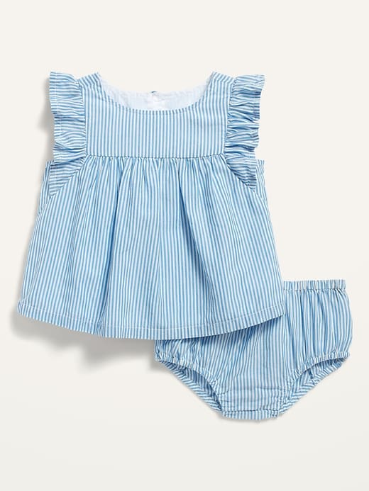 View large product image 1 of 1. Striped Flutter-Sleeve Top and Bloomers Set for Baby