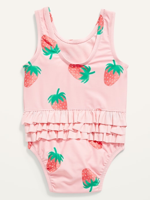 View large product image 2 of 2. Strawberry-Print Ruffle-Trim Swimsuit for Baby